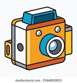 Medium Format Camera flat vector illustration white background 