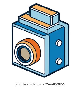 Medium Format Camera flat vector illustration white background 