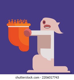 Medium ghost design that holds a candy bag , made on a blue background