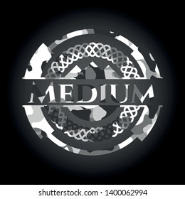 Medium grey camo emblem. Vector Illustration.