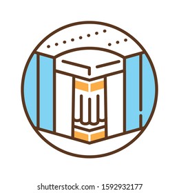 Medium hard bed mattress color line icon. High orthopedic properties and optimum rigidity. Pictogram for web page, mobile app, promo. UI UX GUI design element. Editable stroke.