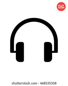 Medium headphones Icon Flat Style Isolated Vector Illustration