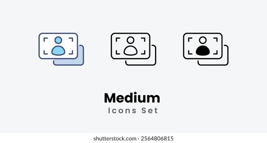 Medium Icons thin line and glyph vector icon stock illustration