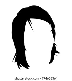 Medium length hair side parted, solid icon design