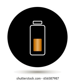 Medium level battery charge level indicator. On white background.