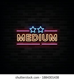 Medium level neon signs vector. Design template neon style