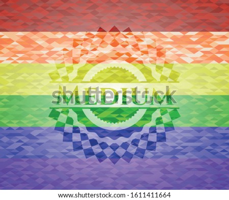Medium on mosaic background with the colors of the LGBT flag