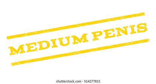 Medium Penis watermark stamp. Text tag between parallel lines with grunge design style. Rubber seal stamp with dirty texture. Vector yellow color ink imprint on a white background.
