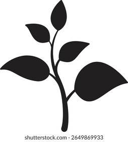 Medium plant icon showing leafy growth representing natural product growth or green farming progress with transparent background