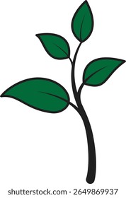 Medium plant icon showing leafy growth representing natural product growth or green farming progress with transparent background