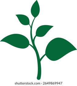 Medium plant icon showing leafy growth representing natural product growth or green farming progress with transparent background