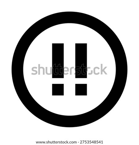 Medium priority alert icon with double exclamation marks for moderate warnings or notices. Perfect for apps, dashboards, and websites using bold, clean, line-style visual indicators.