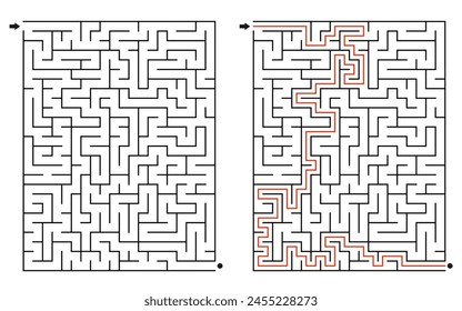  Mediano laberinto rectangular juego de puzzle con una solución