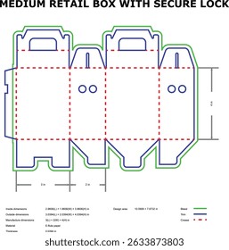 Medium retail box design template secure lock e flute paper packaging