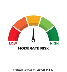 Medium Risk Icon. Speedometer with Gauge Showing Moderate Risk Level. Risk Concept Vector.