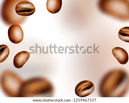 Medium Roasted Arabica and Robusta Coffee Beans Background. Realistic 3d Vector Pattern of Flying Coffe Grains with Place for Text