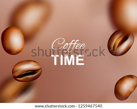 Medium Roasted Arabica and Robusta Coffee Beans Background. Realistic 3d Vector Pattern of Flying Coffe Grains with Place for Text