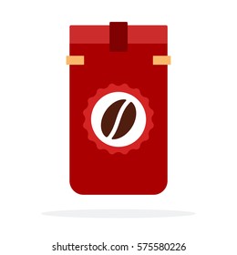 Medium roasting full city coffee beans in the package vector flat material design isolated on white