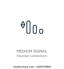 Medium signal icon. Thin linear medium signal outline icon isolated on white background from electrian connections collection. Line vector sign, symbol for web and mobile