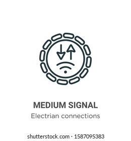 Medium signal outline vector icon. Thin line black medium signal icon, flat vector simple element illustration from editable electrian connections concept isolated on white background