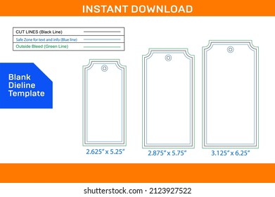Medium size different Custom Tag dieline template
