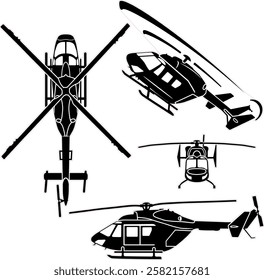 Medium size helicopter vector set