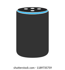 Medium size plus smart speaker virtual assistant flat vector color icon for apps and websites