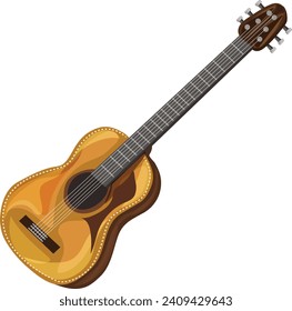 Guitarra acústica de tamaño medio, guitarra vectorial, guitarra ilustrativa