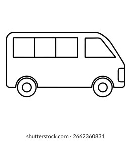 Medium Sized Mini Bus Illustration Side View with Windows and Wheels