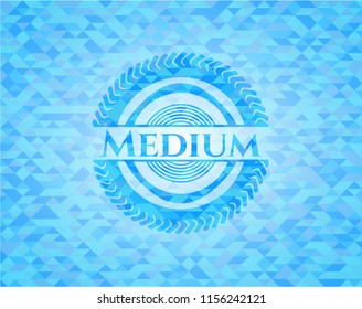 Medium sky blue emblem with mosaic background