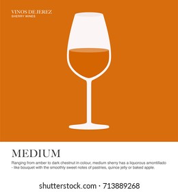 Medium spec sheet. Sherry wine. Illustrated guide for bars, restaurants, tourist guides, encyclopedias…