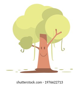 Medium tree green cartoon in vector  