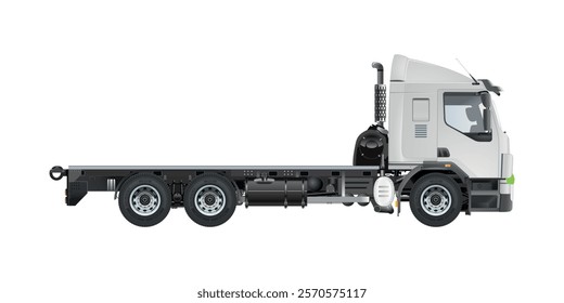 Medium Truck Trailer cargo without container box 3D vector illustration