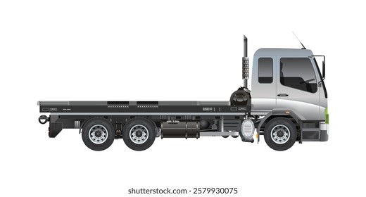 Medium Truck Trailer cargo without container box 3D vector illustration