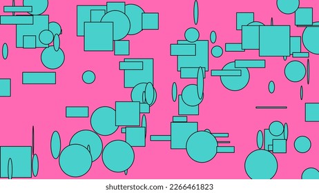 medium turquoise cyan shapes pattern over hot pink useful as a background