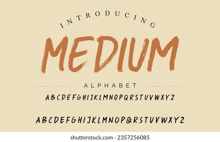 Medium Vector Illustration Grunge Horror Typographie. Hand Made Brush Font.