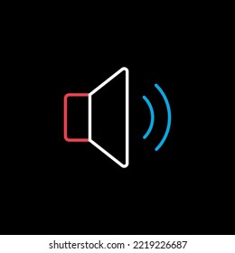 Medium volume sound music vector on black background icon. Graph symbol for music and sound web site and apps design, logo, app, UI