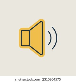 Icono vectorial de música de sonido de volumen medio. Símbolo gráfico para el diseño de aplicaciones y sitios web de música y sonido, logotipo, aplicación, interfaz de usuario