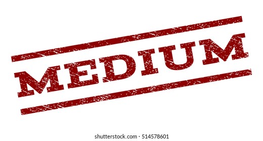 Medium watermark stamp. Text tag between parallel lines with grunge design style. Rubber seal stamp with dust texture. Vector dark red color ink imprint on a white background.