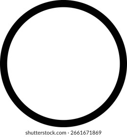 Medium weight black circle outline, balanced minimal shape for interface use, badges, symbols, or logo icons.