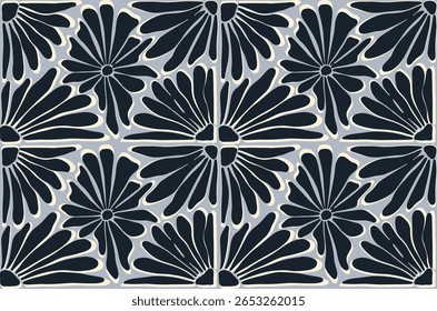 Patrón transparente floral boho gris claro Mediano