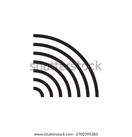 Medium-outline wireless signal icon with concentric quarter-circle arcs, symbolizing Wi-Fi, reception, or radio communication. Ideal for network, tech, or connectivity interface designs.