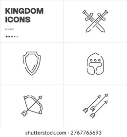 Medival, kingdom, knighthood icon vector set