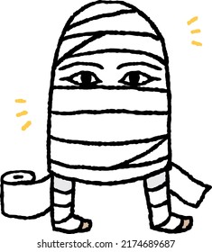 Medjed cosplaying as a mummy in ancient Egypt