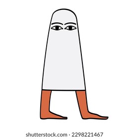 Medjed, minor deity in Ancient Egypt religion, found in the Book of the Dead, ghost-like depicted in the Greenfield papyrus. Appeared as a popular character in modern Japanese video games and anime.