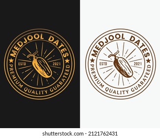 medjool dates logo design in vintage style and two alternative colors