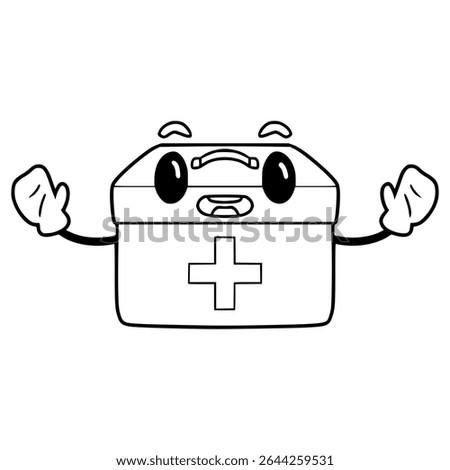 medkit character illustration hand drawn outline vector