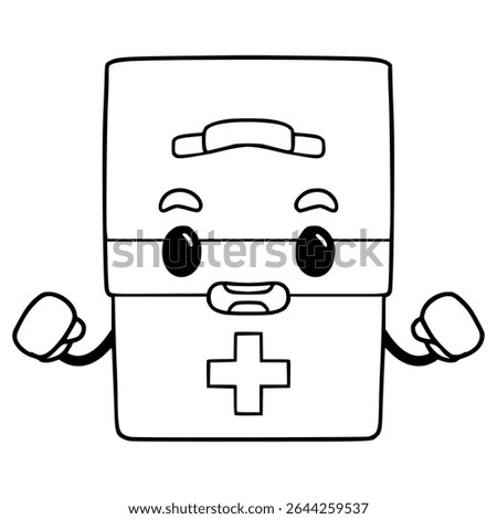 medkit character illustration hand drawn outline vector