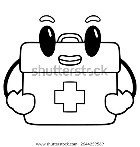 medkit character illustration hand drawn outline vector