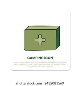 medkit icon design for camping equipment in hand drawn style